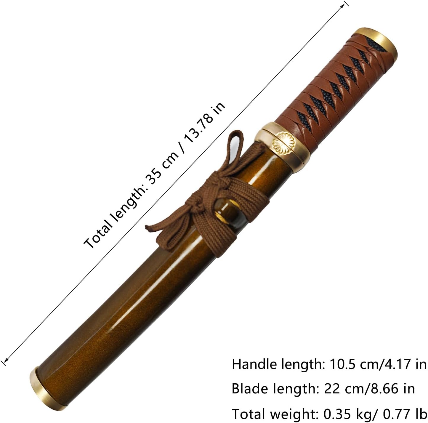 Handcrafted Short Sword 1065 Manganese Steel Knife with Copper Fittings