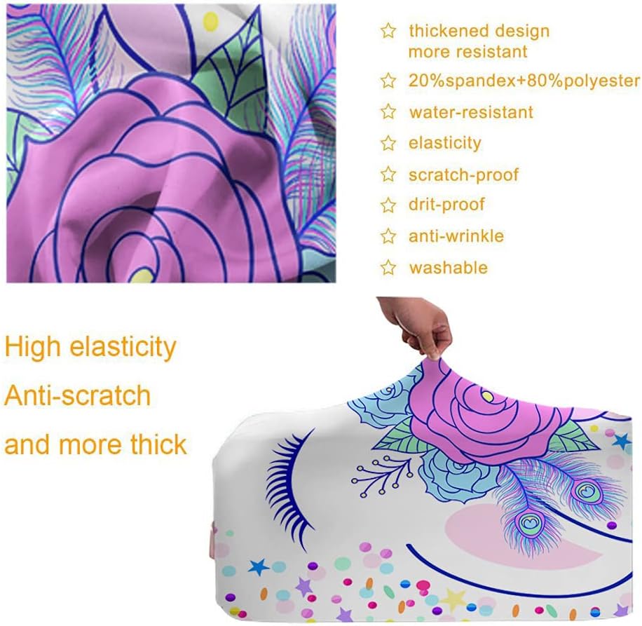 review Wondertify Unicorn Head Travel Suitcase Protector Floral Wreath Confetti Elastic Washable Luggage Cover With Concealed Zipper Fits 29-32 Inch White