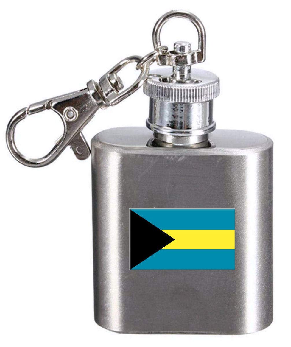 Porte-clés flasque drapeau Bahamas gravé en acier pour clés et alcool