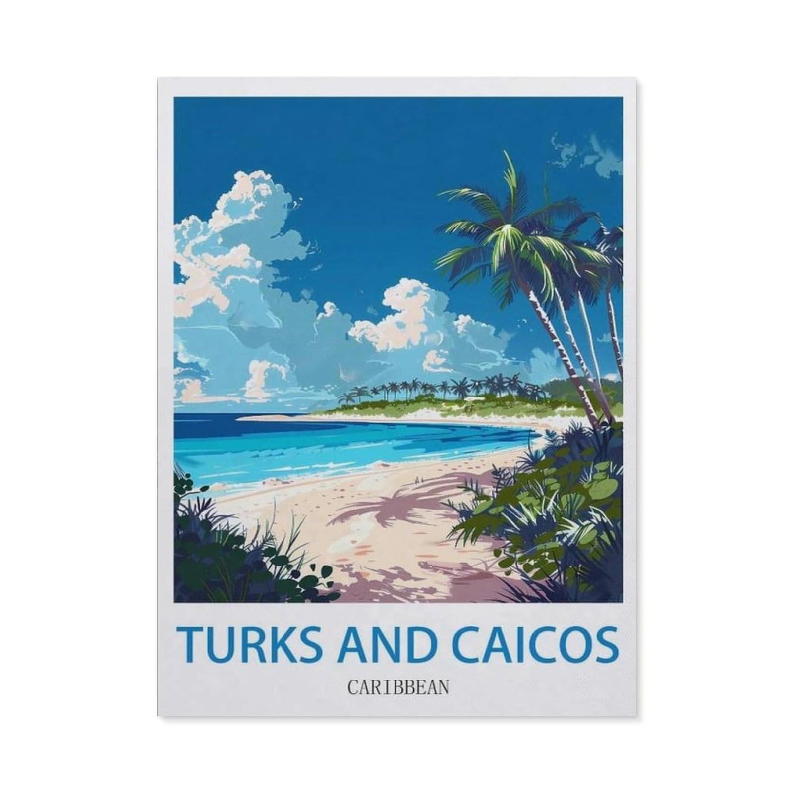 Beayodkp （30 X 40 Cm/11.81 X 15.74 Inches） Turks And Caicos Caribbean，Diamond Art Kits For Adults And Kids, Full Drill Round Rhinestone Paint With Diamonds-Ci49