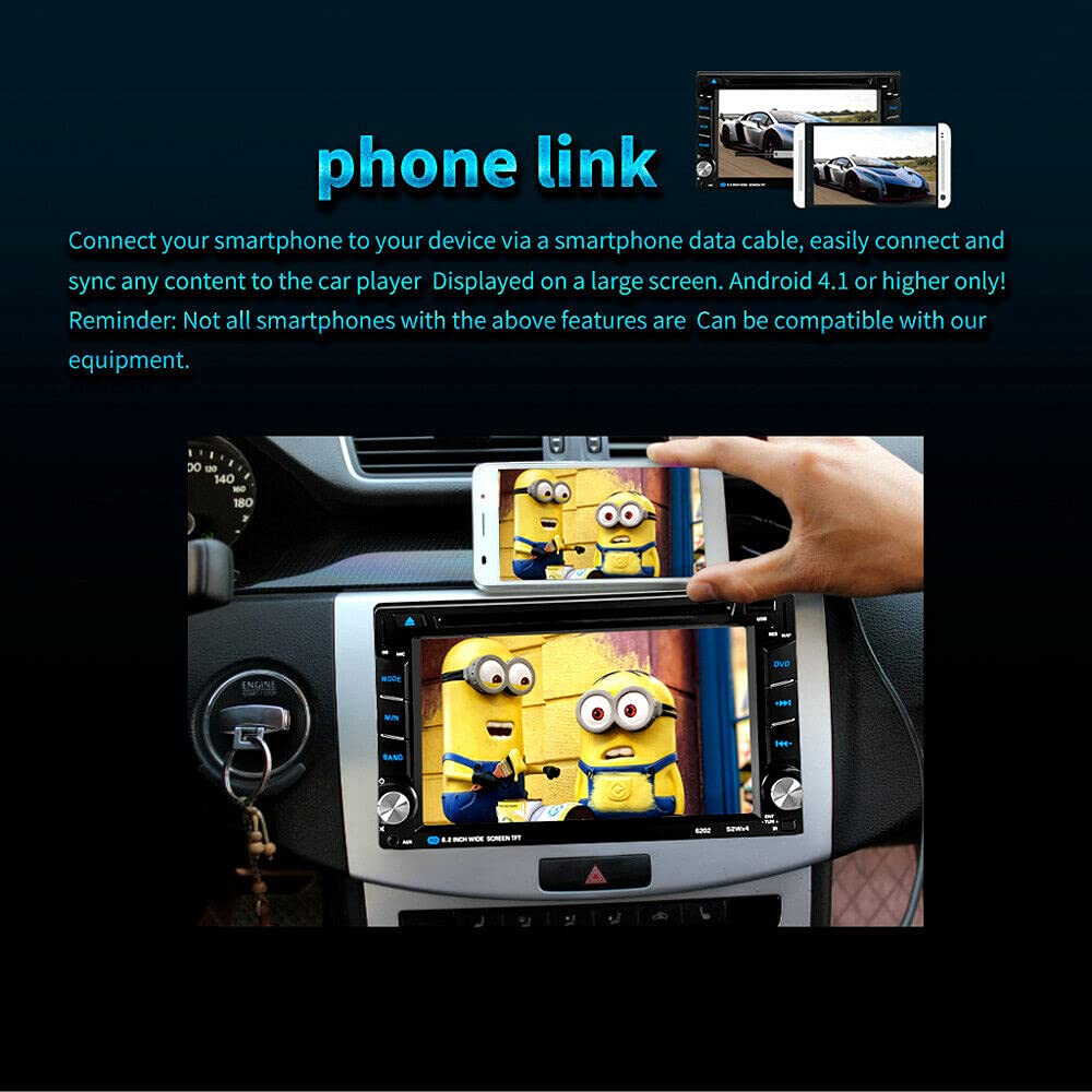 Riloer Doppio lettore DVD portatile per auto, con touchscreen digitale HD da 6,2 pollici, antenna stereo, Bluetooth integrato, microfono, chiamate in vivavoce, navigazione GPS