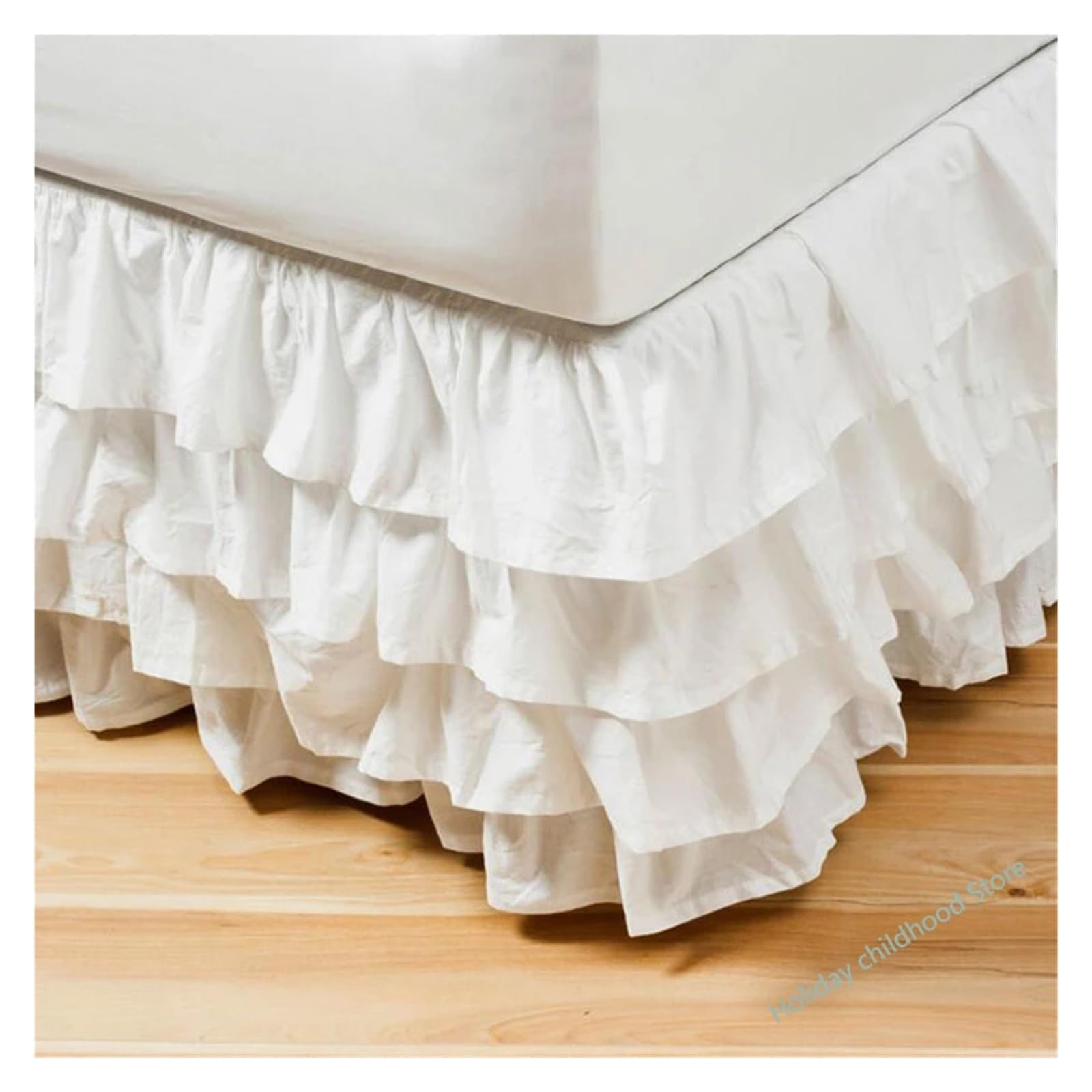 Jupe De Lit Enveloppante Plissée Beige 160x200x35cm - Douce Et Infroissable