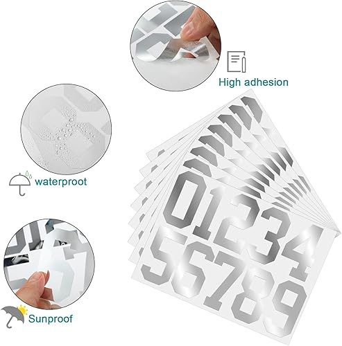 Miniatura 3 de 8 hojas de calcomanías de números para buzón, vinilo impermeable, antidecoloración, calcomanías autoadhesivas de números, letreros de números