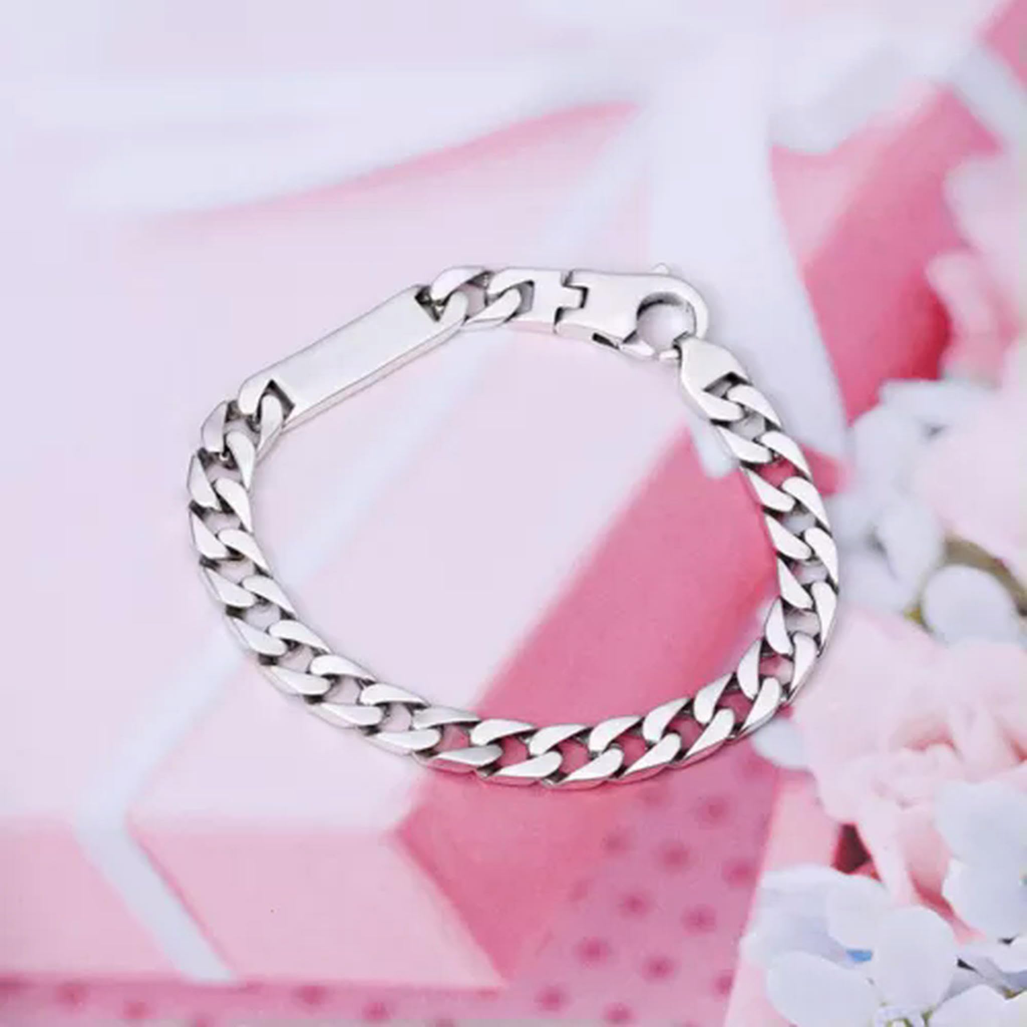 Pulsera de eslabones cubanos con Cadena de Plata 925 para Hombre y Mujer, 19 g/7 Pulgadas