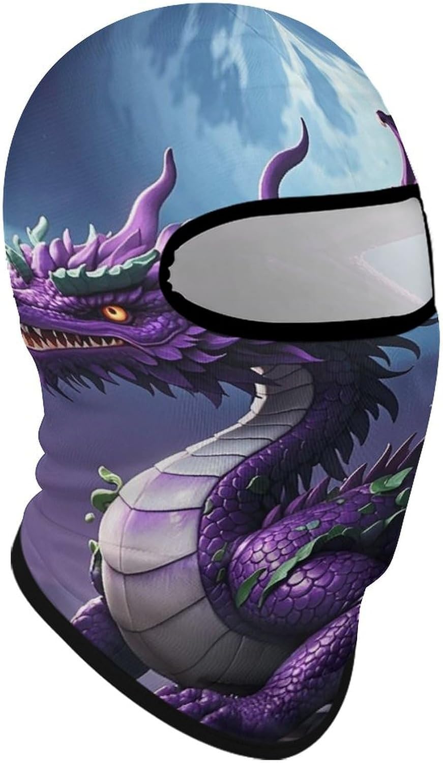 Purple Dragon Purple Moon Balaclava Ski Mask Sun Protection Breathable Full Head Mask Full Face Mask Neck Gaiter Windproof Scarf for Motorcycle Skiing Cycling