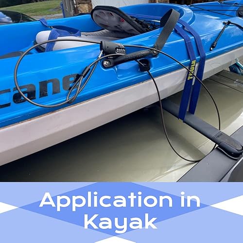 Miniatura 3 de Candado de cable de combinación ajustable, cable de acero de 6.5 pies para cámara de sendero, kayak, equipaje, maleta, casco, aleación de zinc,