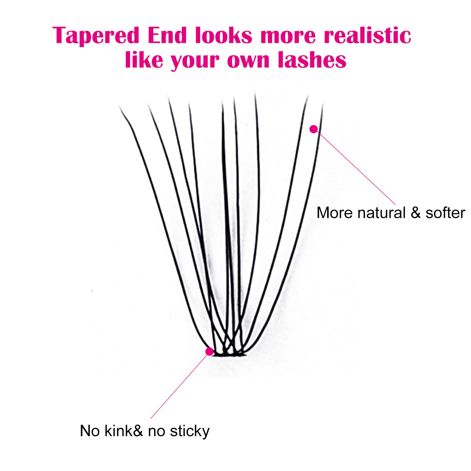 Fadlash Estensione Ciglia Individuali Spessore 0.07mm 10 Root C Curl 12mm Lunghezza Singola Ciglia a Grappolo DIY Individuali