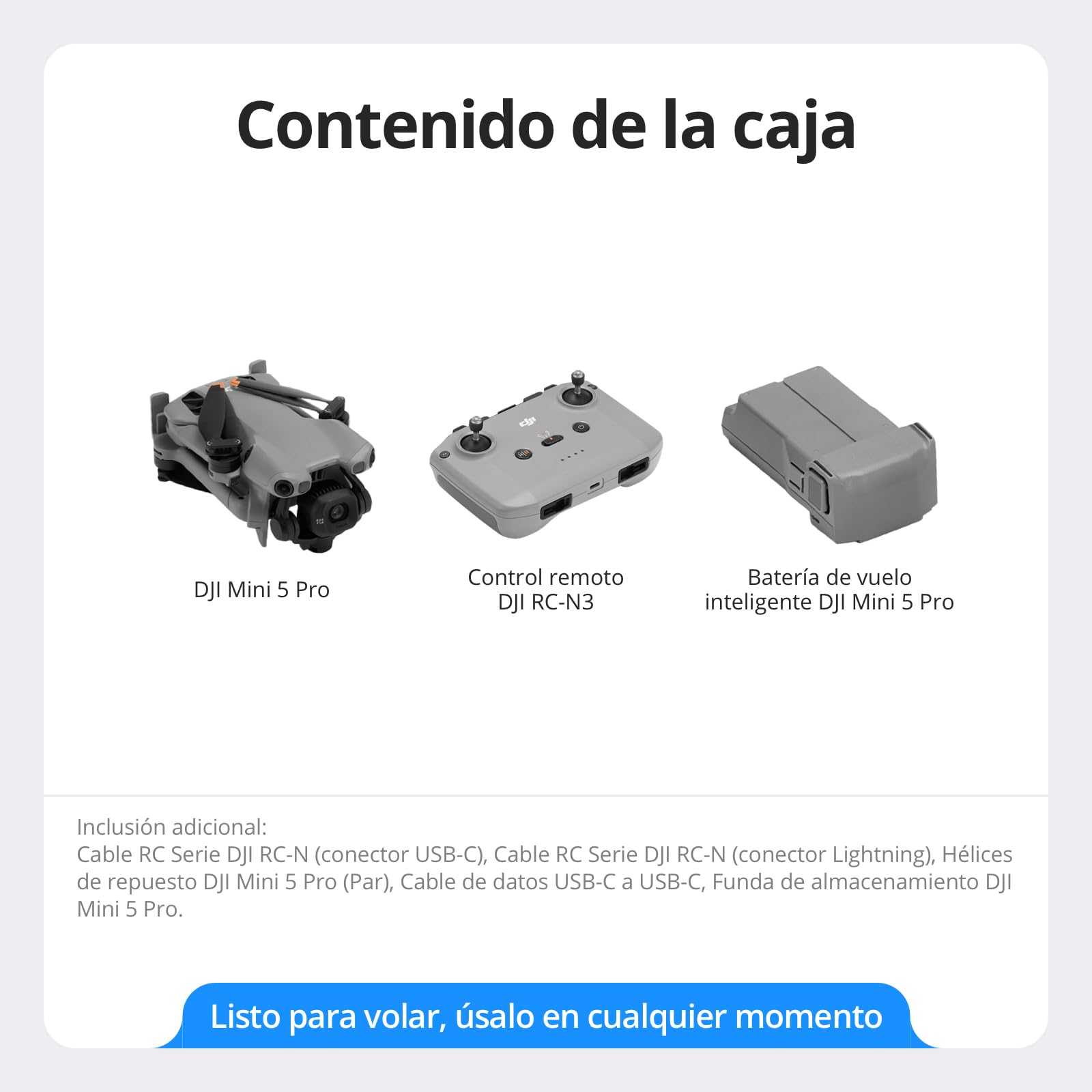 DJI Mini 5 Pro, 4K Dron ultraligero y plegable con cámara, CMOS de 1 pulgada, Detección de obstáculos omnidireccional, ActiveTrack 360°, C0 (Mini 5 pro)