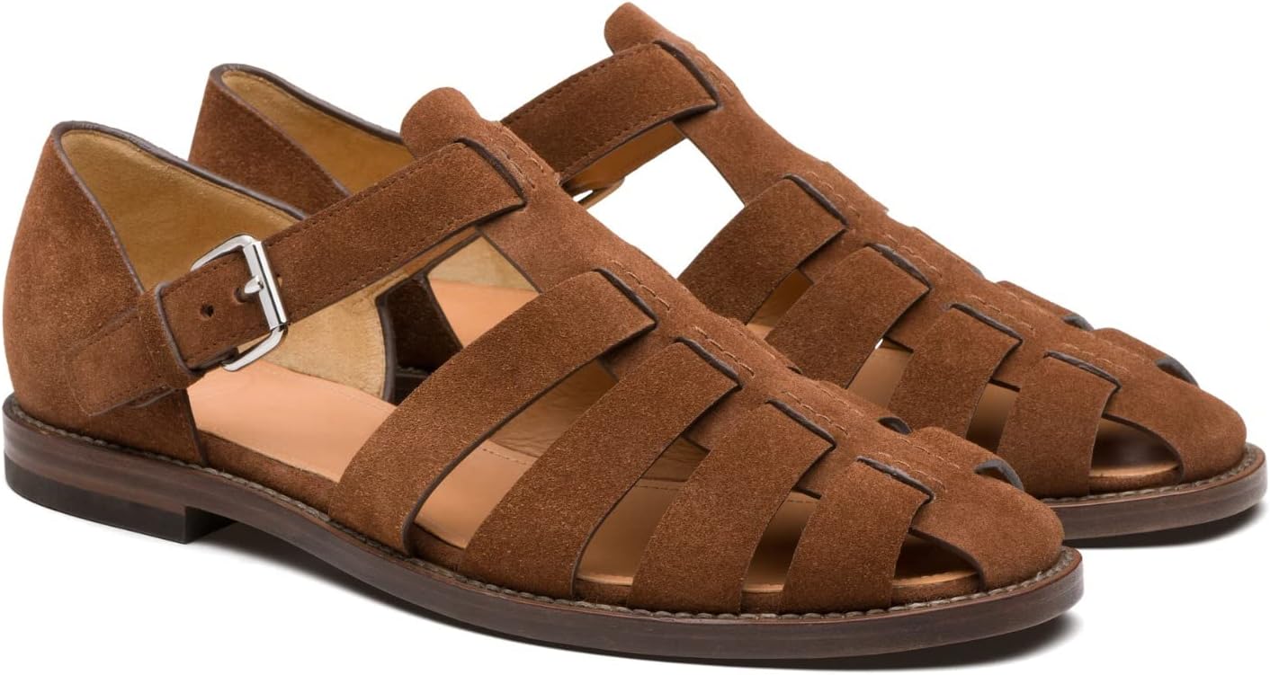 European and Amenrican Mens Fisherman Sandals,Summer Leather Casual Baotou Breathable Fisherman Shoes.