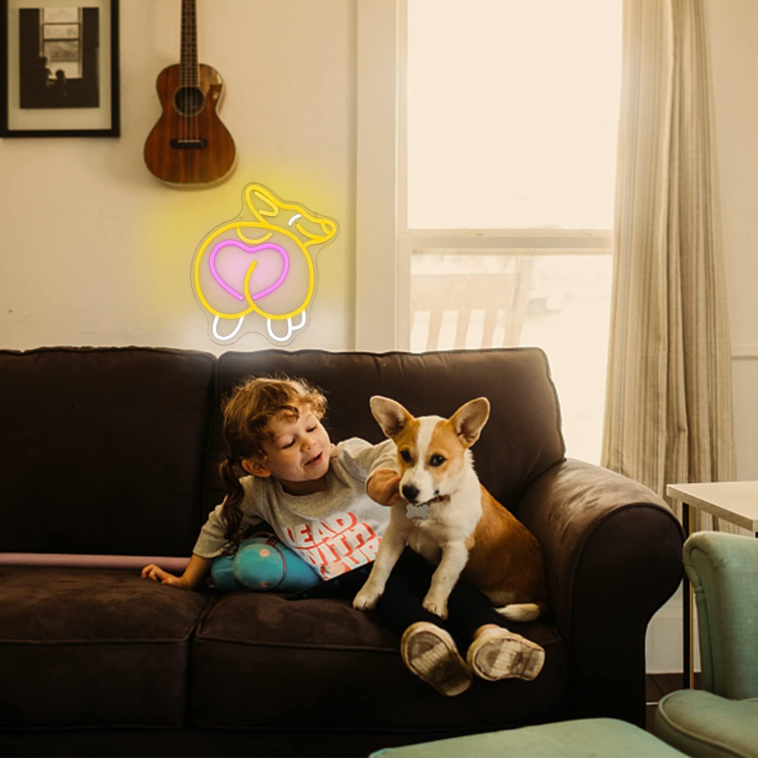 Corgi Neon Sign, Acrylic, 14.9 x 12.9 inches, USB Powered, Modern Decorative Signage with Pink Heart for Home, Office Wall Decor, Pet Shop, Birthday Gifts - Image 7