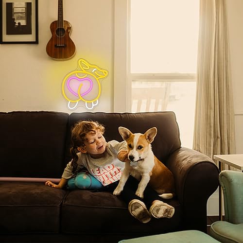 Miniatura 7 de Corgi - Letrero de neón, acrílico, 14.9 x 12.9 pulgadas, alimentado por USB, letrero decorativo moderno con corazón rosa para el hogar, decoración