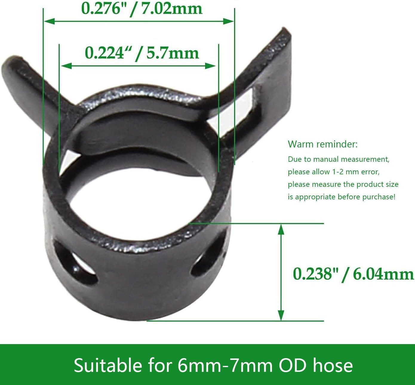 Rierdge - 20 Abrazaderas Tipo Banda De Resorte De 5/16 Pulgadas, Abrazaderas De Manguera De Combustible De 8 Mm, Clip De Manguera De Resorte Negro