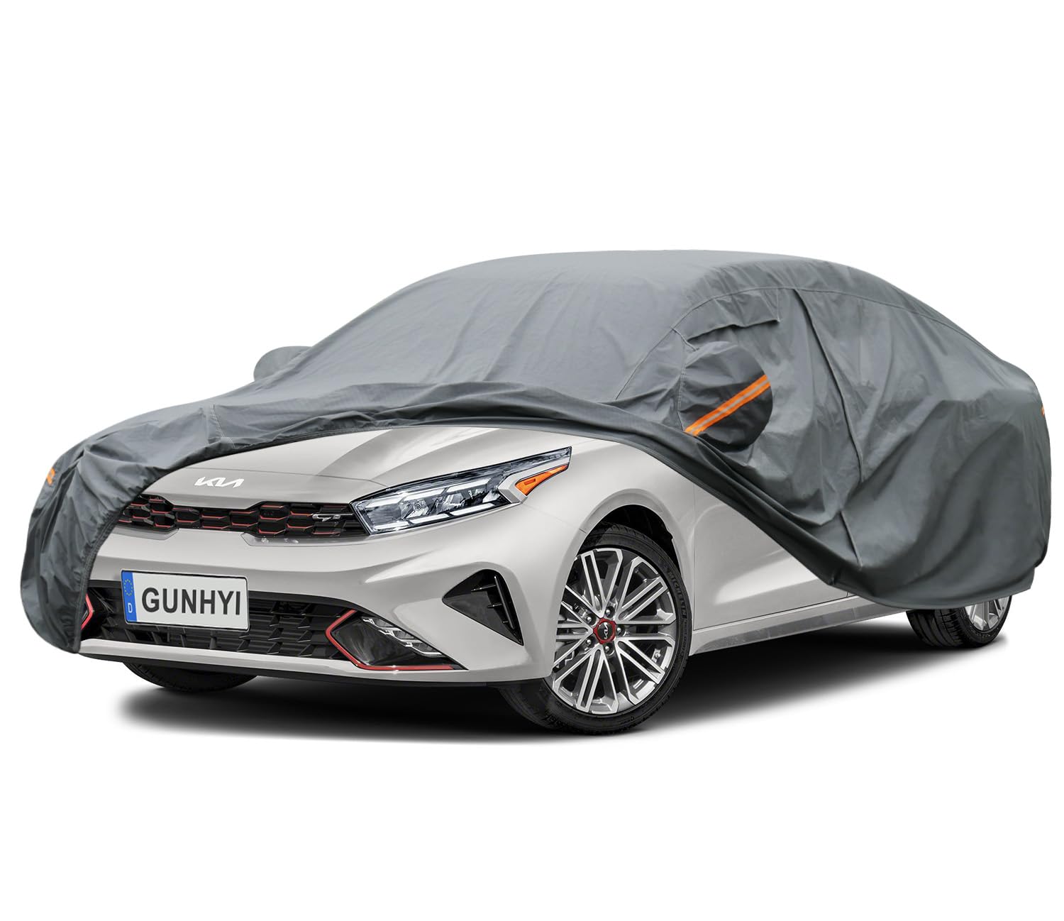 GUNHYI Premium Car Cover Custom Fit Kia Forte, 16 Layers Heavy Duty Car Cover Waterproof All Weather with Zipper Door for Sun Rain Snow Dust Uv Protection
