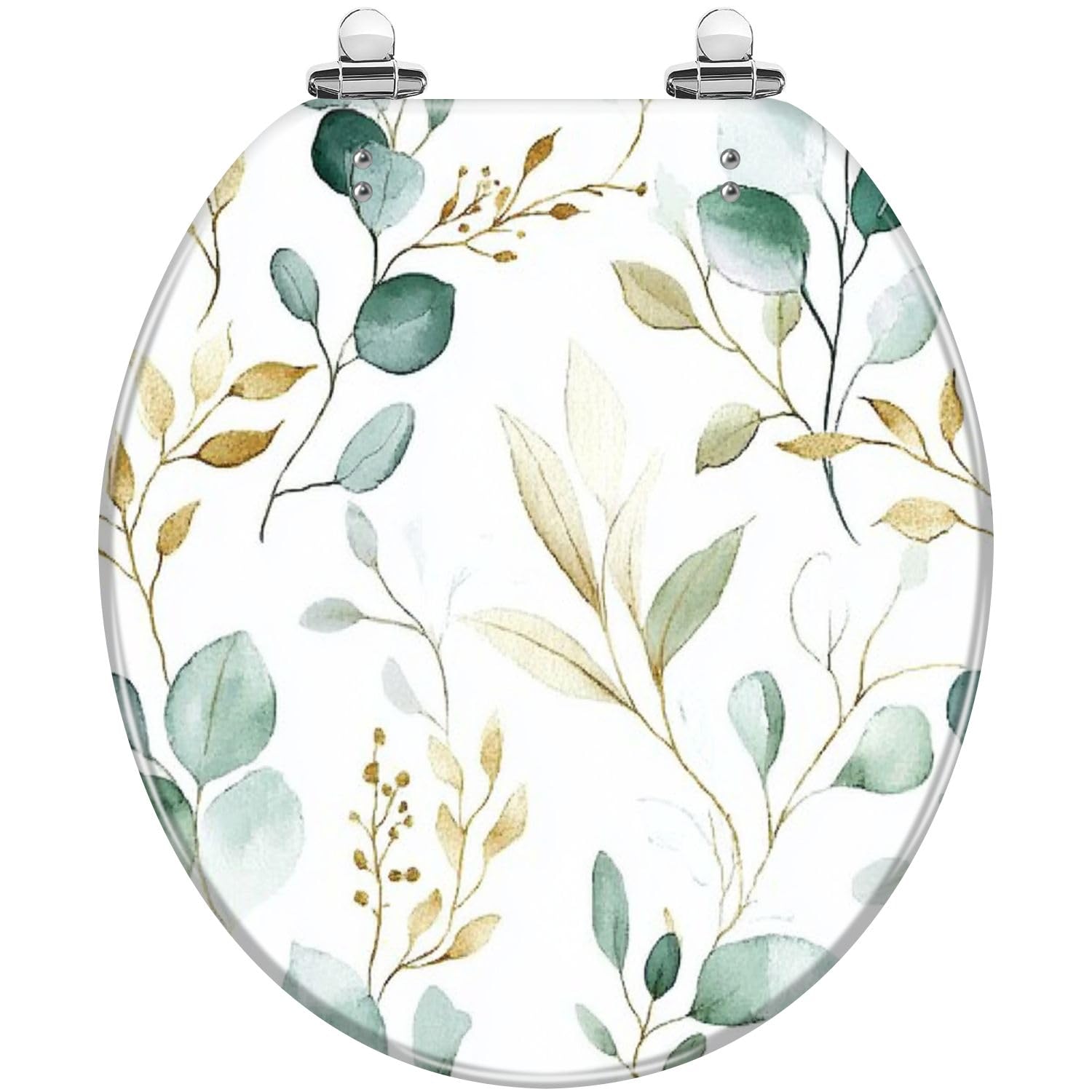 Tazyyzuu Multi9 Luxury Green Gold Marble Elongated Toilet Seat 3D Resin Slow Close Lid Quick-Release Hinges Easy Clean(,16.5X14.5)