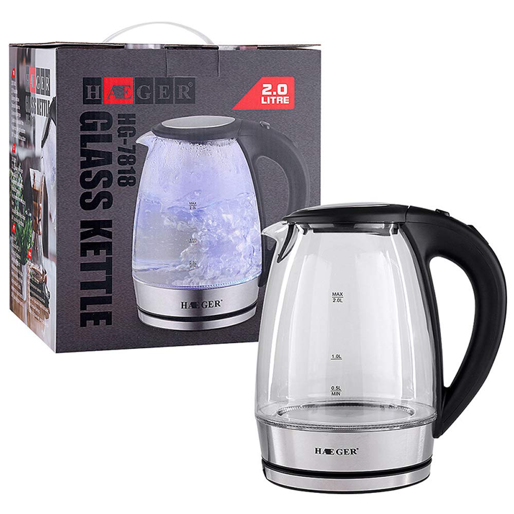 Generico Bollitore Elettrico in Vetro di Sicurezza, Ebollizione Rapida, Illuminazione A LED, Grande capacità 2,5 Litri, Vetro Borosilicato