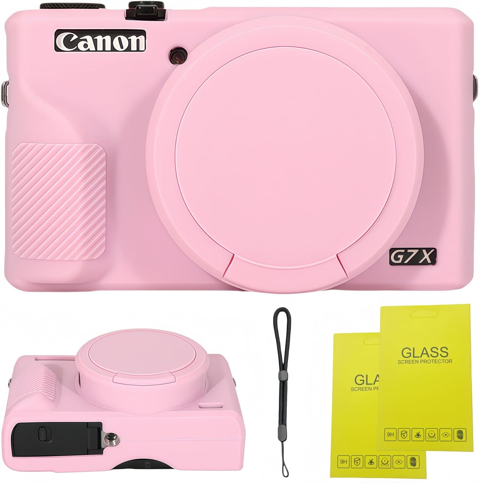 Case for Canon Powershot G7 X Mark III Digital Camera,Soft Silicone Case for Canon Powershot G7X Mark III DSLR Camera,Comes with 2 Screen Protectors and 1 Wrist Strap. (Pink)