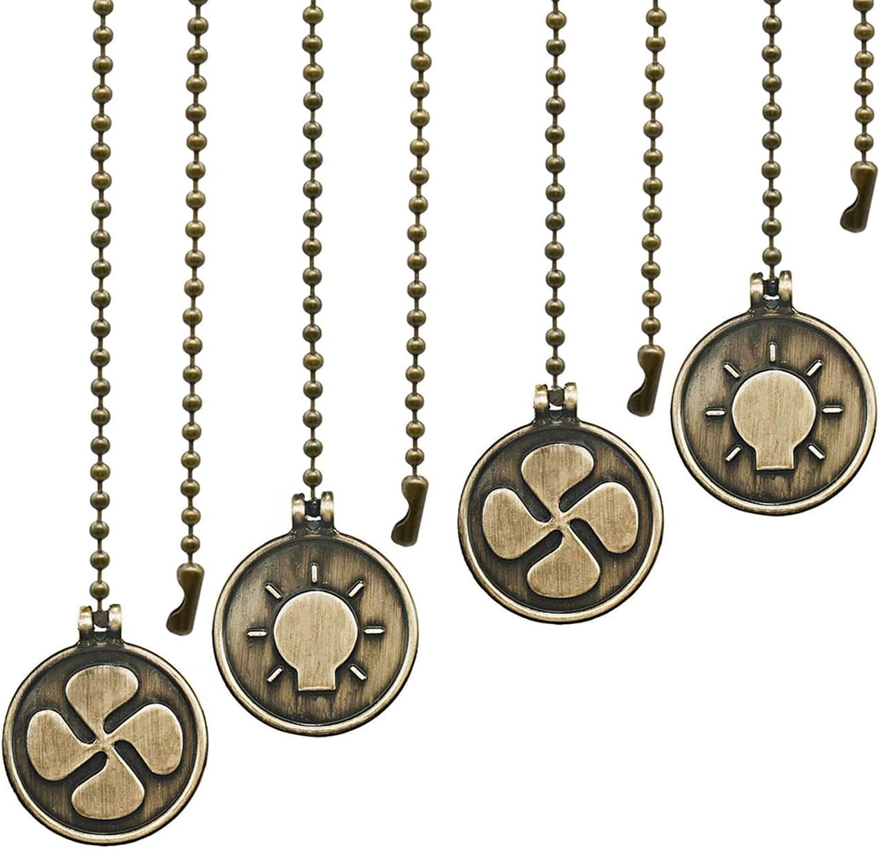 Ceiling Fan Pull Chain Fan Pulls Light and Fan Decorative Room Accessories 2pcs Beaded Ball Fan Pull Chain, 13.6 Inches Fan Pulls Set with Connector for Ceiling Fan Light and Lamps,Bronze