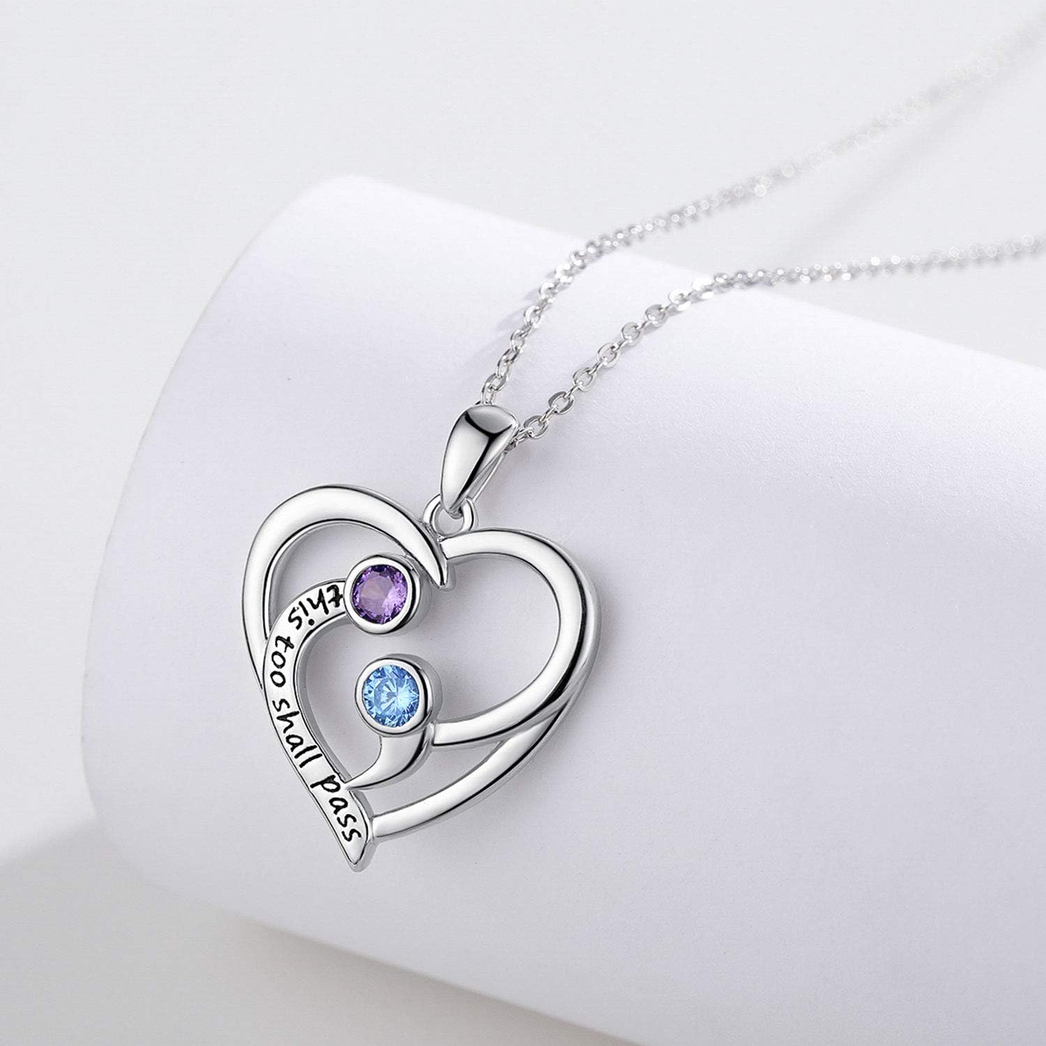 JUSTKIDSTOY Semicolon Necklace Sterling Silver This Too Shall Pass Necklace Suicide Awareness Jewelry Inspirational Gifts for Women Friends