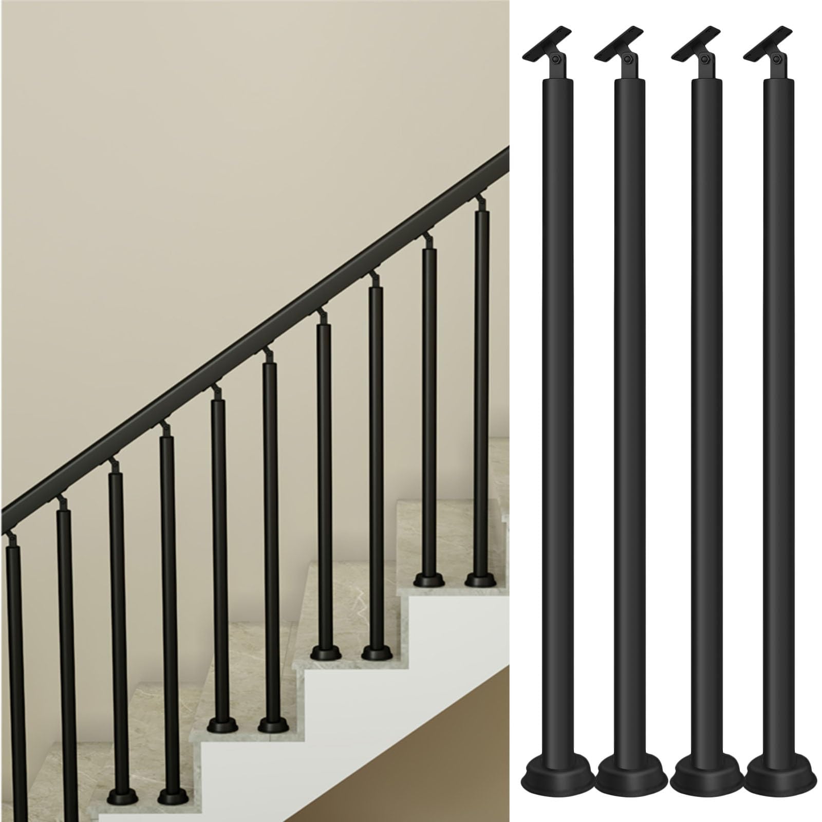 Balustres d'escalier en fer avec support pivotant pour rampe de terrasse et balcon