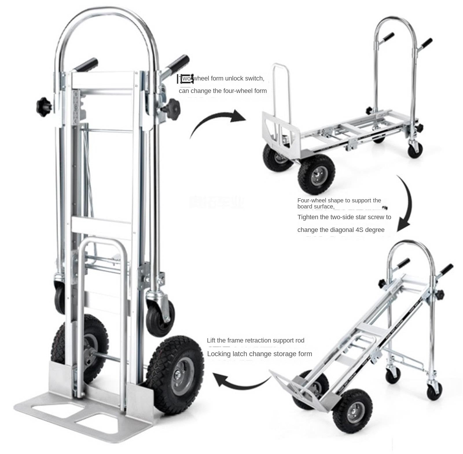 Transportkarre Hubwagen Aluminiumlegierung-Sackkarre Dolly Heavy Duty Convertible Sackkarre Pneumatische Räder for Den Umzug Transporthilfe