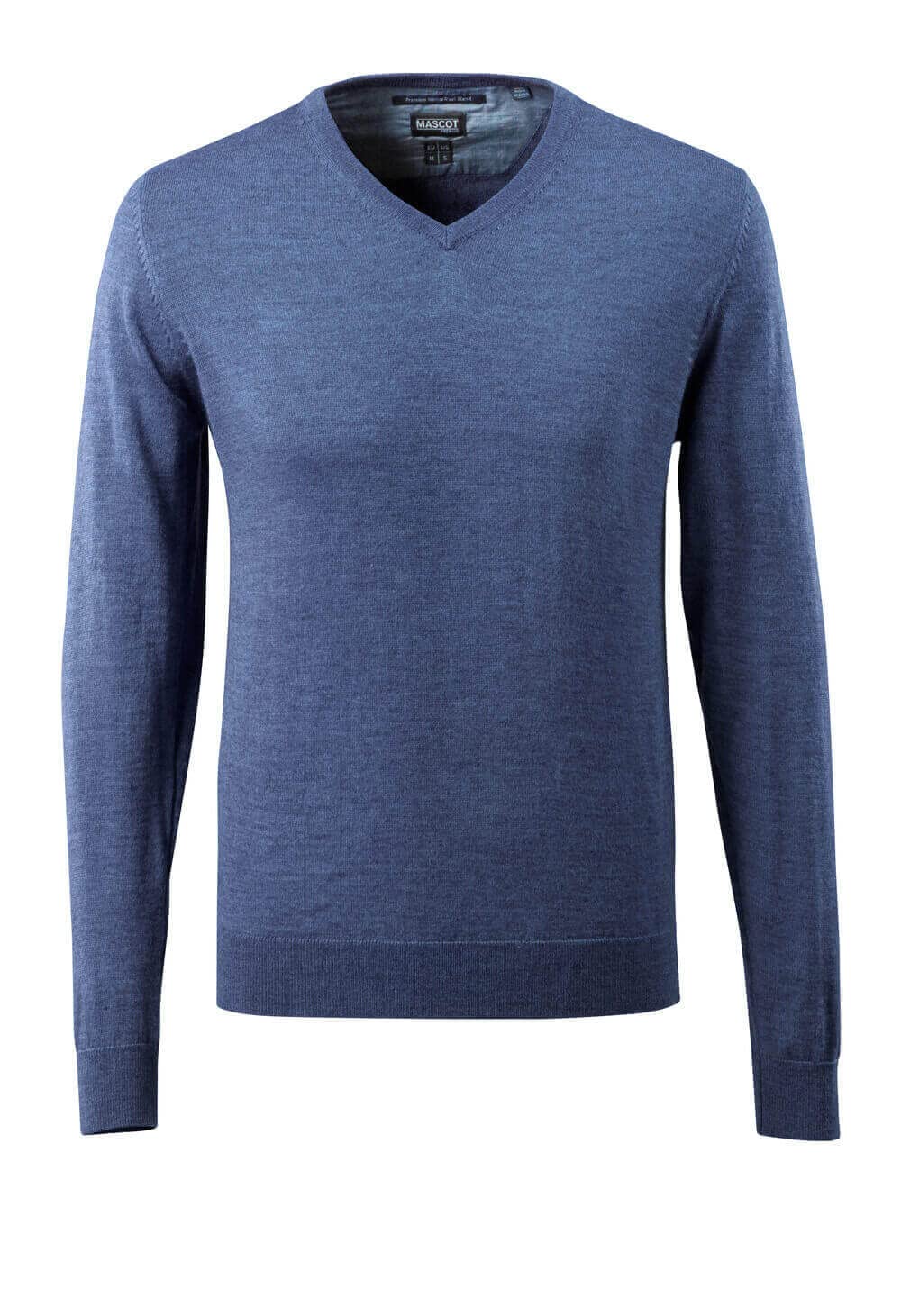 Mascot 50635-989-41 Frontline V-Neck Merino Wool Knitted Jumper, Size 4XL, Blue Flecked