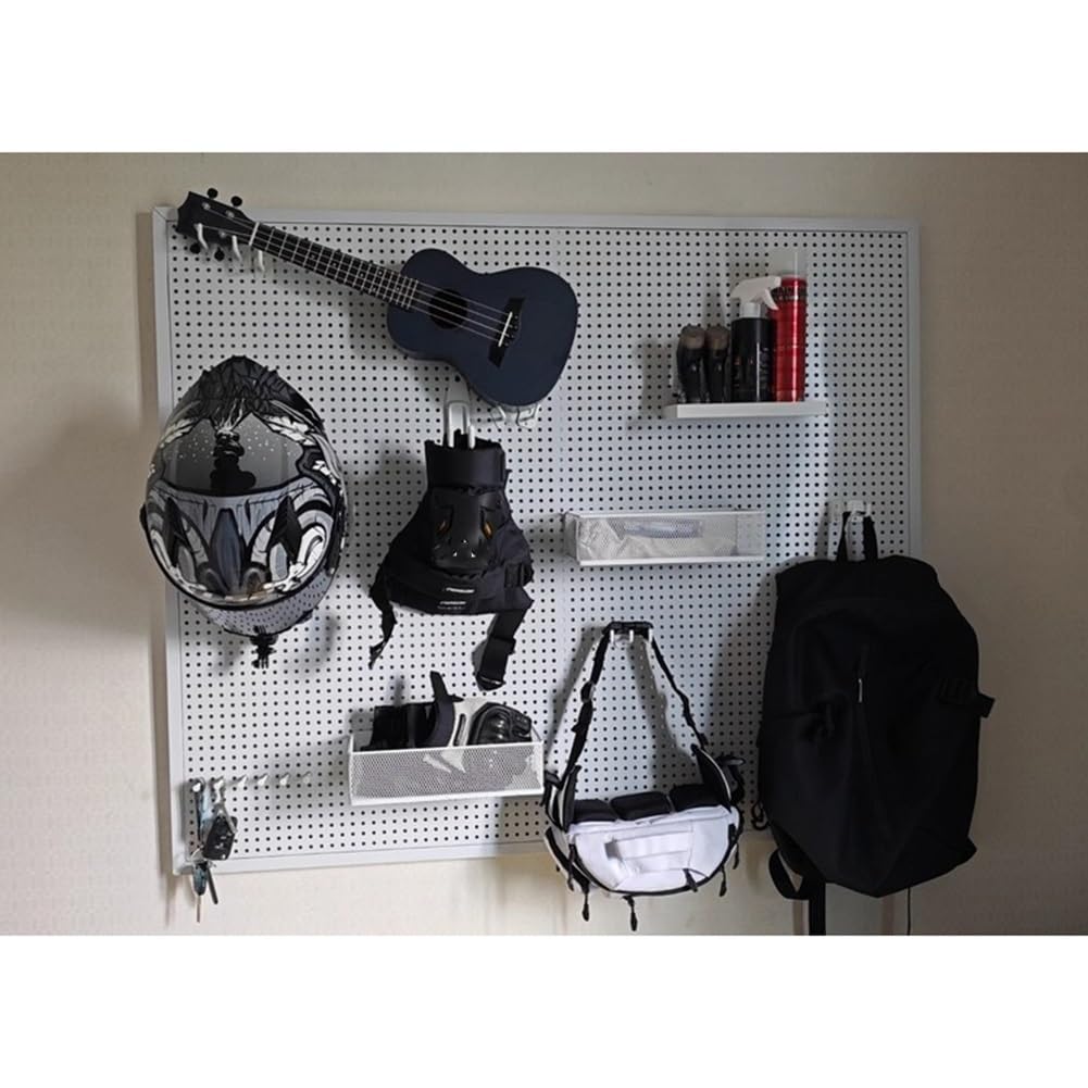 Kit de tablero de clavijas rectangular para almacenamiento en pared, organizador de paneles resistentes al óxido y a los arañazos con ganchos para sala de manualidades, oficina, taller, garaje