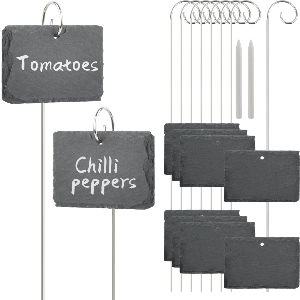 10PCS Étiquettes pour Plantes Potager, Étiquettes Plantes en ardoise,Marqueurs de Plantes de Jardin,10 x 7cm Jardin Balcon Plantes Légumes, Réutilisable, Résistant aux Intempéries