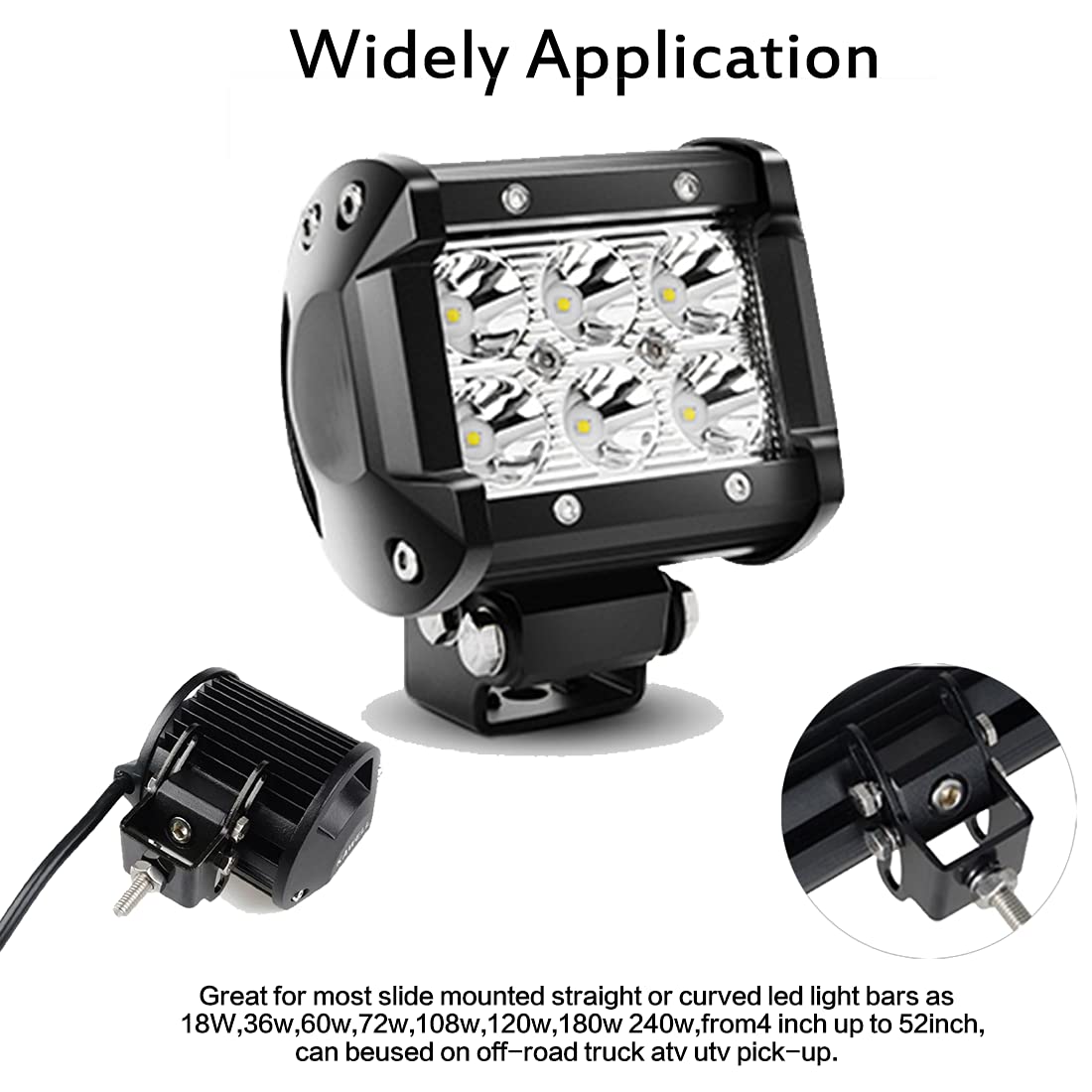 PICAA Supports De Fixation Réglables Pour Barres De Toit LED – Lot De 2 – Universels, Acier Inoxydable