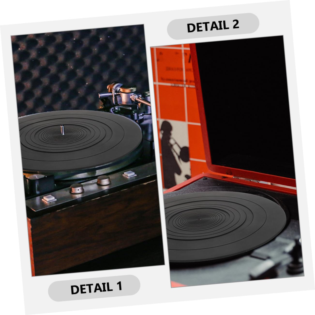 POPETPOP 2 piezas Alfombrilla Antiestrés de Silicona para Tocadiscos Unidades de Antideslizante y Antiestática Protección para Discos de Vinilo y Estabilidad Reproductores de Vinilos