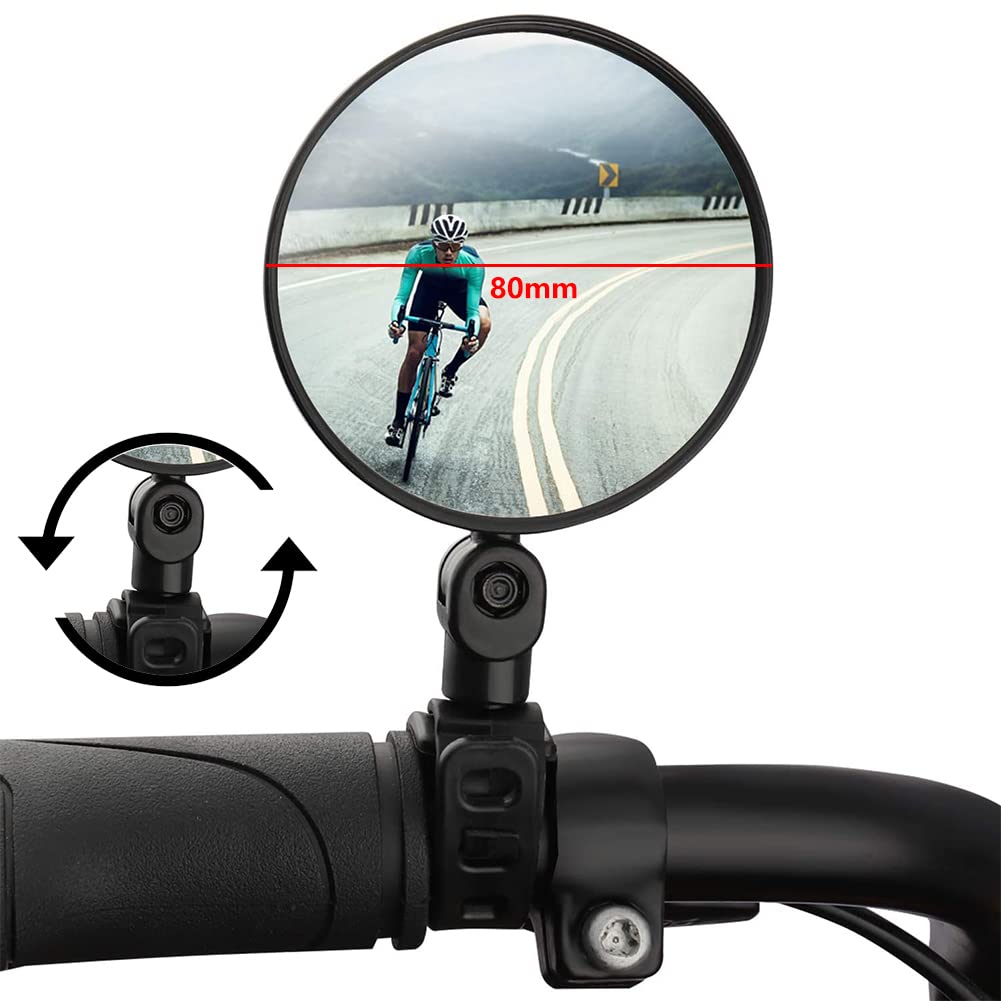 Miroir De Vélo, Miroir Convexe Pour Guidon, Miroir De Vélo HD Réglable à 360° Pour Vélo De