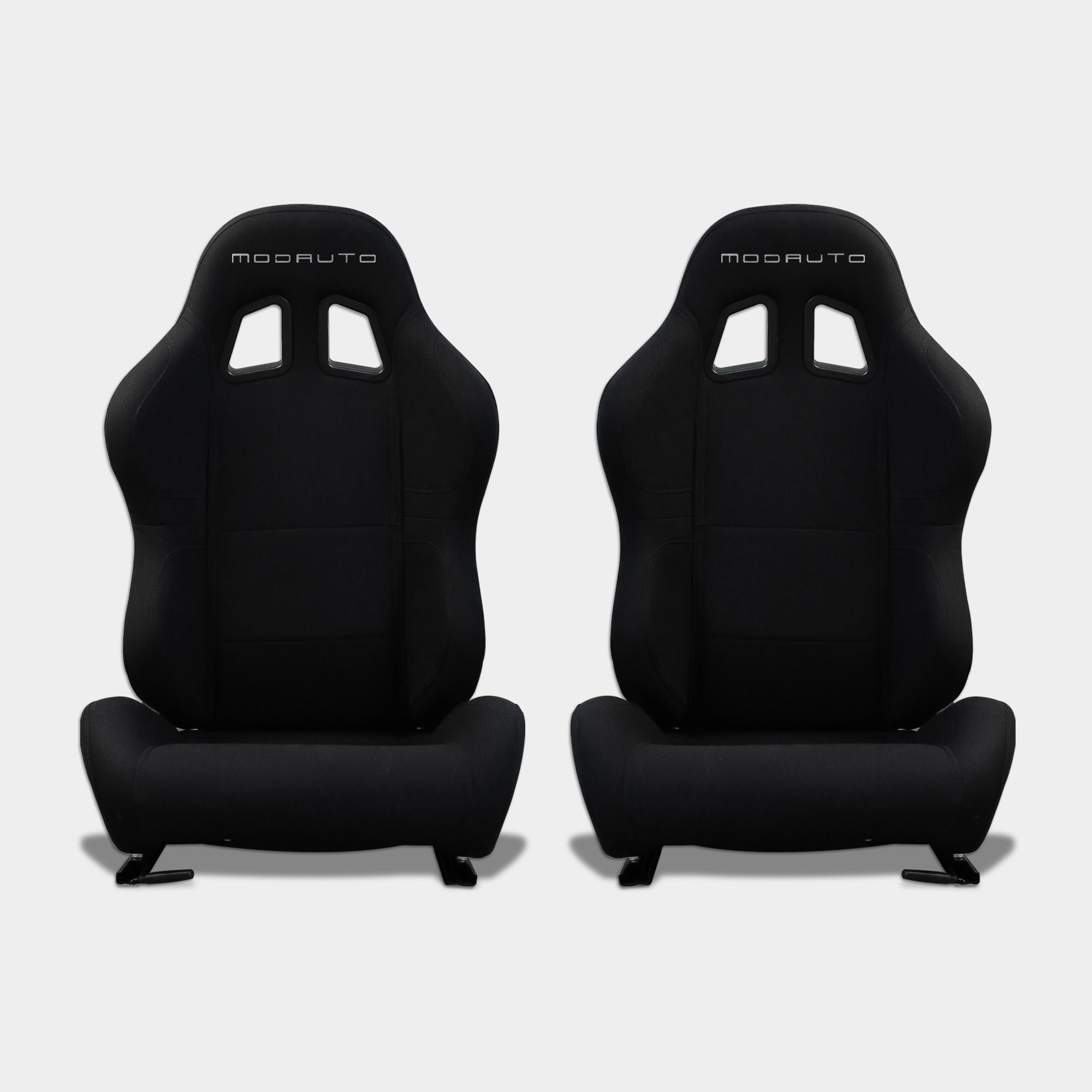 M MODAUTO Asiento Deportivo Coche,Semibaquet Ajustable,de Tela,Adaptable para Coches,Ríeles incluidos,Conductor y Pasajero,para Coche y Simulador de Conducción,Modelo M-N100L,Negro Logo