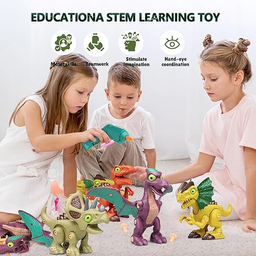 Miniatura 5 de HAPTIME Juguetes de dinosaurio para niños de 3, 4, 5, 6, 7, 8 años, juguete de dinosaurio desmontable para niños, juguete de construcción con