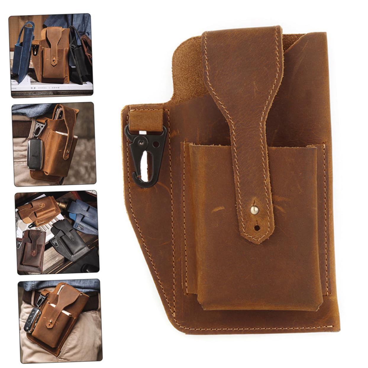 Holibanna Riñonera Deportiva Retro para Hombre Marrón, Ligera y Portátil | Almacenamiento para Llaves, Teléfono y Auriculares, Uso en Running y Hiking, 1