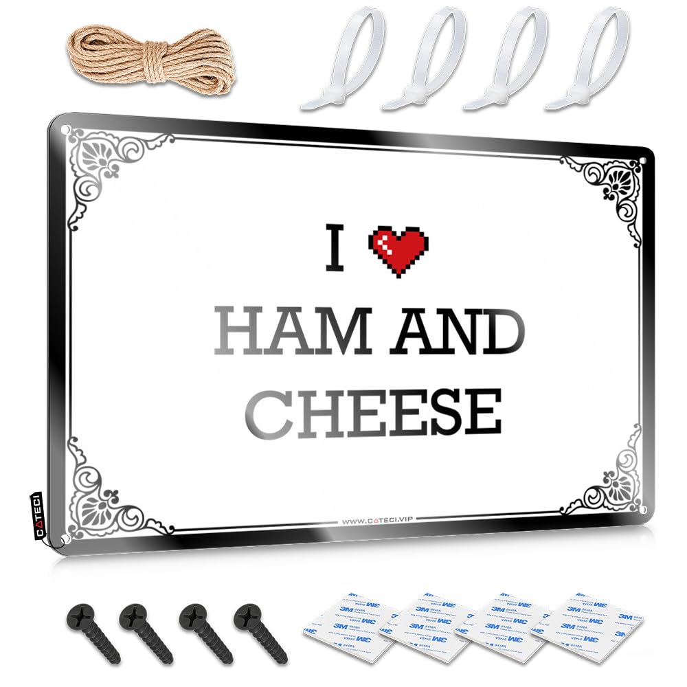 Funny Vintage Signs Stuff For Teens Wall Decor | I Love Ham And Cheese Scandinavian For Garage Home(30X40CM)