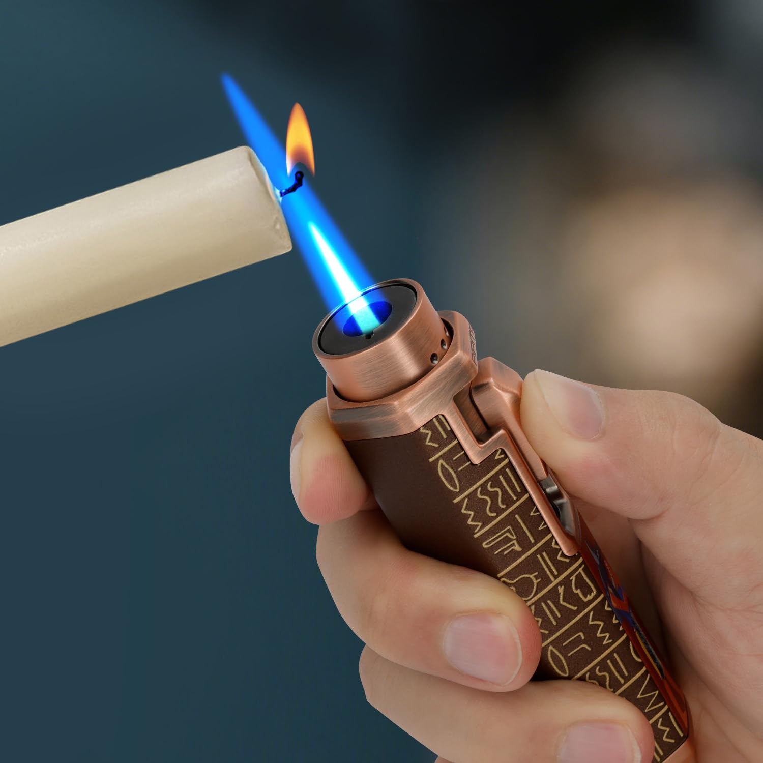 PIPIITA Accendino a gas antivento retrò, ricaricabile, per lui, lei, uomini, marito, festa del papà, idea regalo multiuso per la casa, candele natalizie