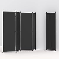 Vista 4 de Morngardo 6FT Room Divider Portable, Folding Privacy Screens, 4 Panel Room Partitions, 88" Foldable Wall Dividers, Separating for Home Office Negro