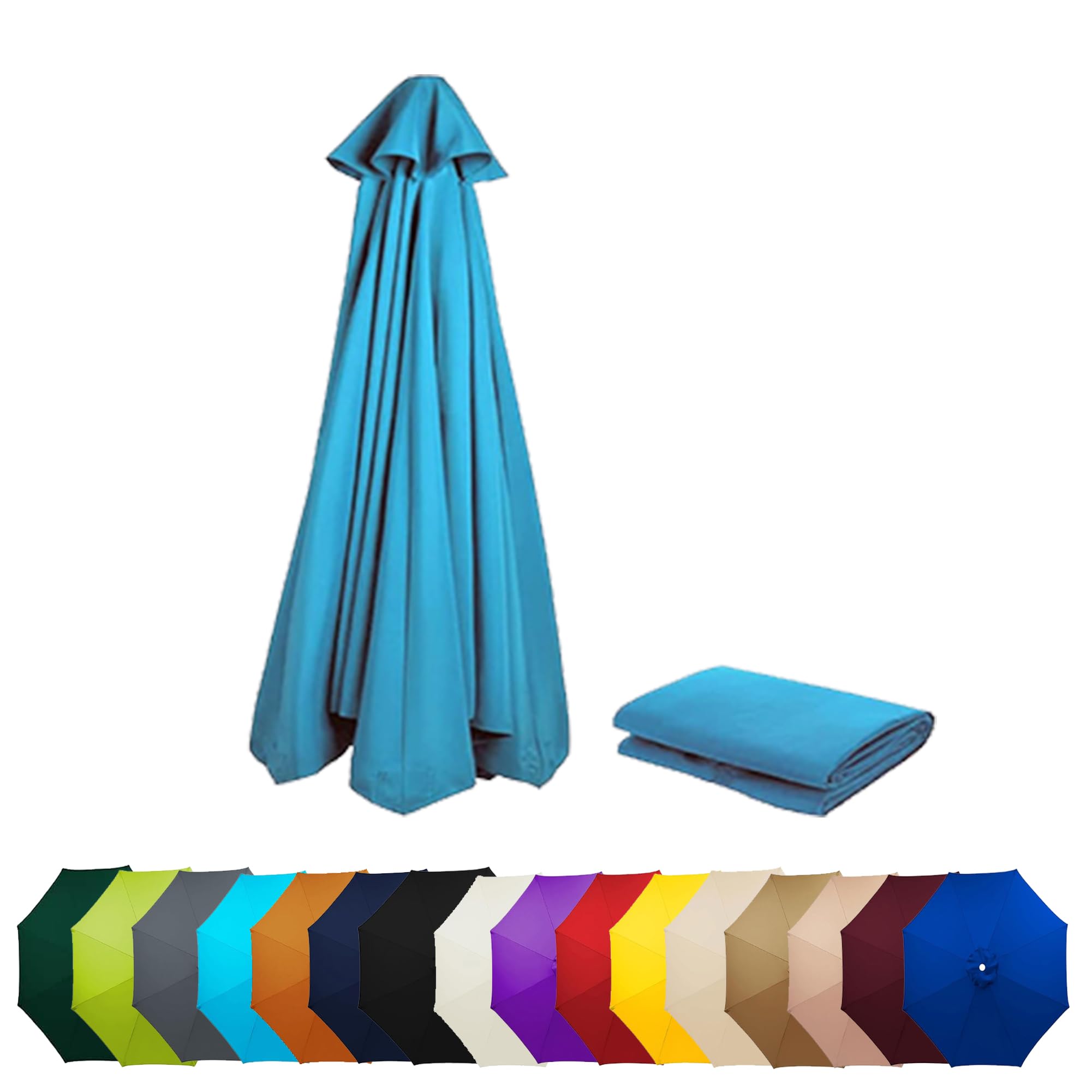 Copertura Parasole di Ricambio 250cm/98.43"-8 Ribs Protezione Ombrellone da Giardino Terrazza Tavolo, Esterno Telo di Ricambio Tettuccio per Ombrellone ImpermeabileLake Blue