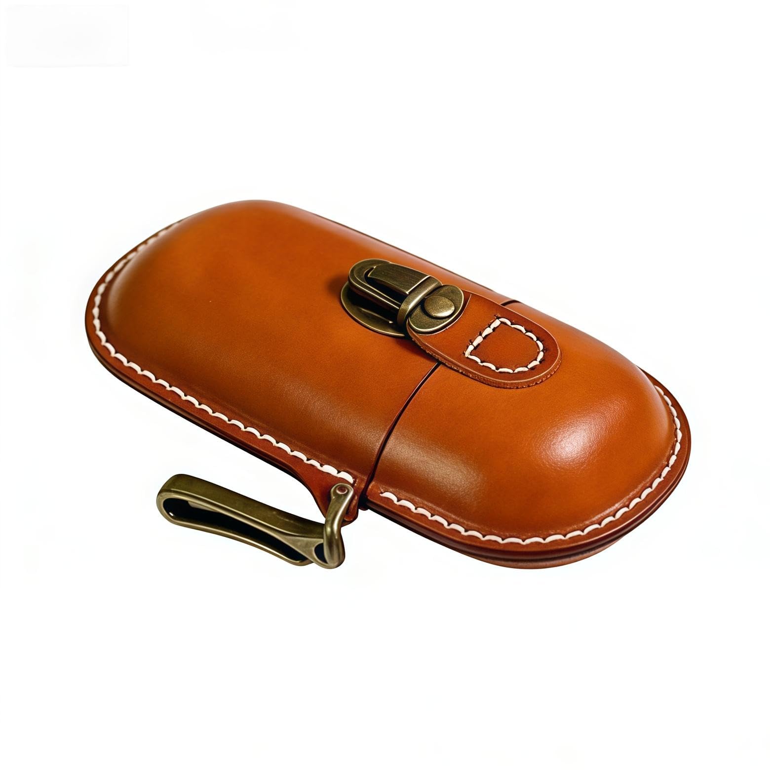Étui de protection en cuir pleine fleur rétro (lunettes de soleil, lunettes de vue, lunettes de lecture), pochette de rangement pour lunettes portable,Marron