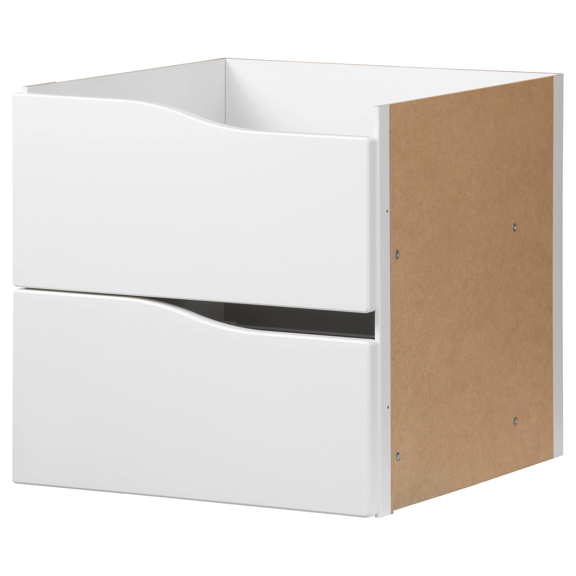 Insert Kallax avec 2 tiroirs blanc de 33x33 cm en forme ondulée