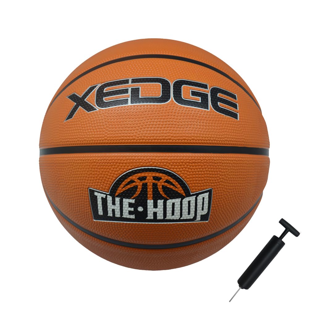 XEDGE Basketball 29.5” Size 7 Indoor Outdoor Rubber Basketball Set