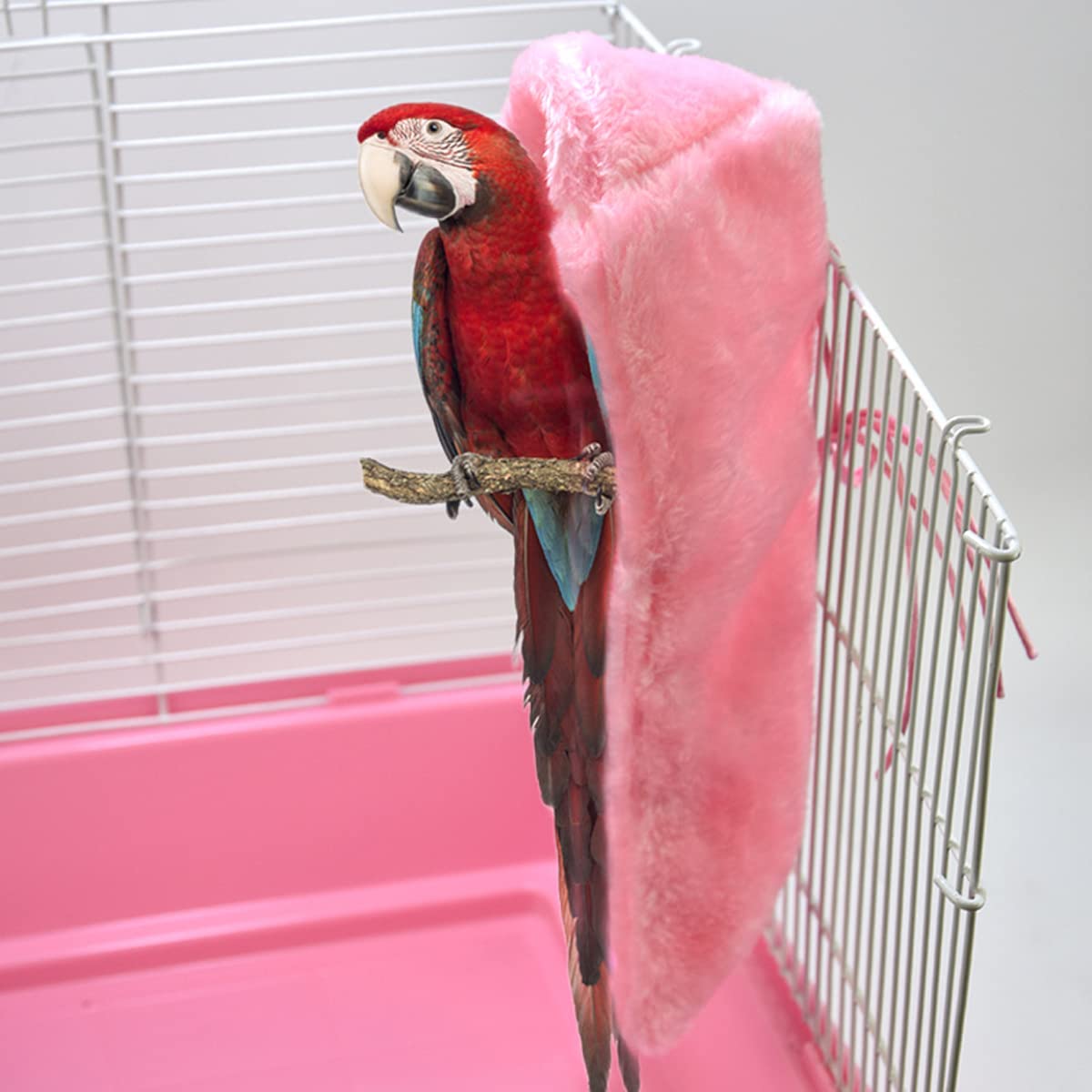 Comfort Corner Fleece Bird Blanket,1PC Winter Warm Parrot Cage Snuggle Hut,Cage Bird Nest Parrot Bed for Parakeet Cockatiel Parrots Cockatiels (L, Pink) — view 5