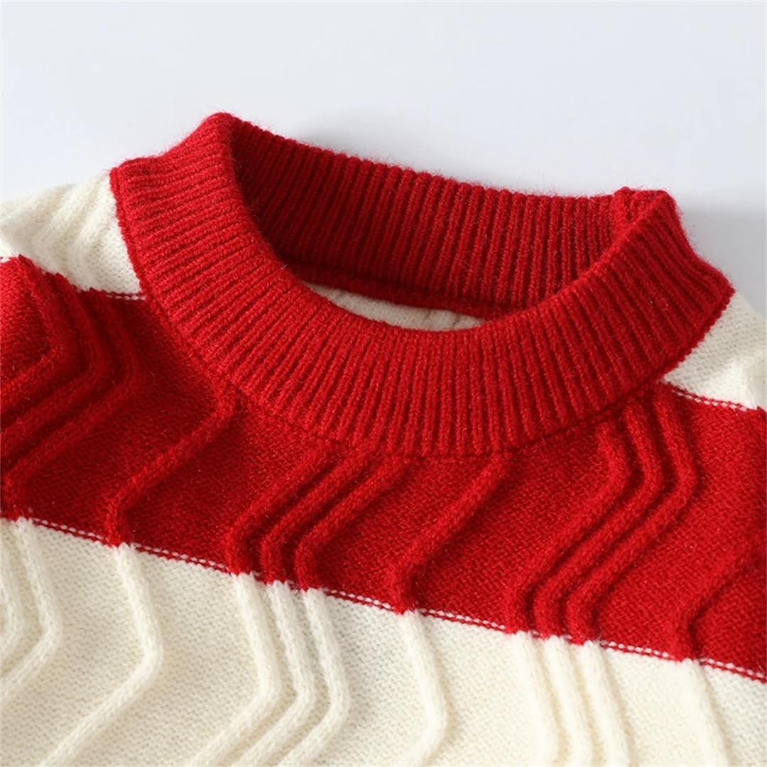Maglione natalizio da uomo con scollo rotondo a righe maglione spesso caldo maglione allentato
