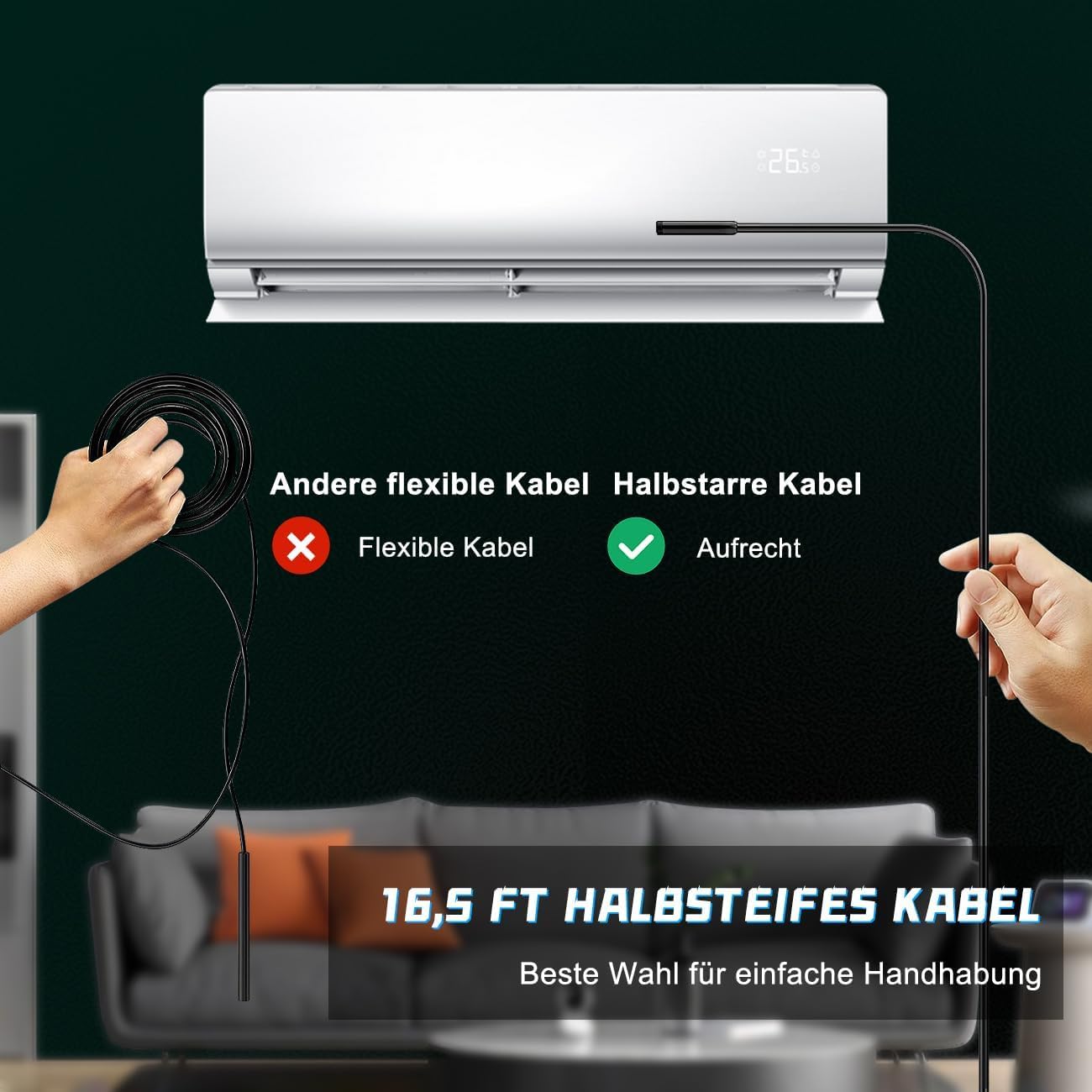 kamera endoskopowa z oświetleniem, 7,9 mm, 1920P HD kamera inspekcyjna z 8+1 światłami, wodoszczelna IP67, półsztywny kabel 5 m, do kamer rurowych, endoskop przemysłowy do systemu Android
