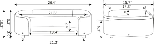 Miniatura 5 de Cama elevada para perros de estilo escandinavo con marco de madera maciza, sofá ortopédico para mascotas con funda extraíble lavable, muebles para