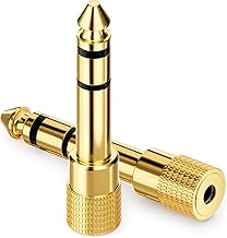 deleyCON Adaptador de Jack [2 Piezas] 6,35mm a 3,5mm - Audio Estéreo Acoplamiento Adaptador de Enchufe - para Auriculares Guitarra Receptor HiFi Amplificador Home Cinema Mezclador Teclado TRS