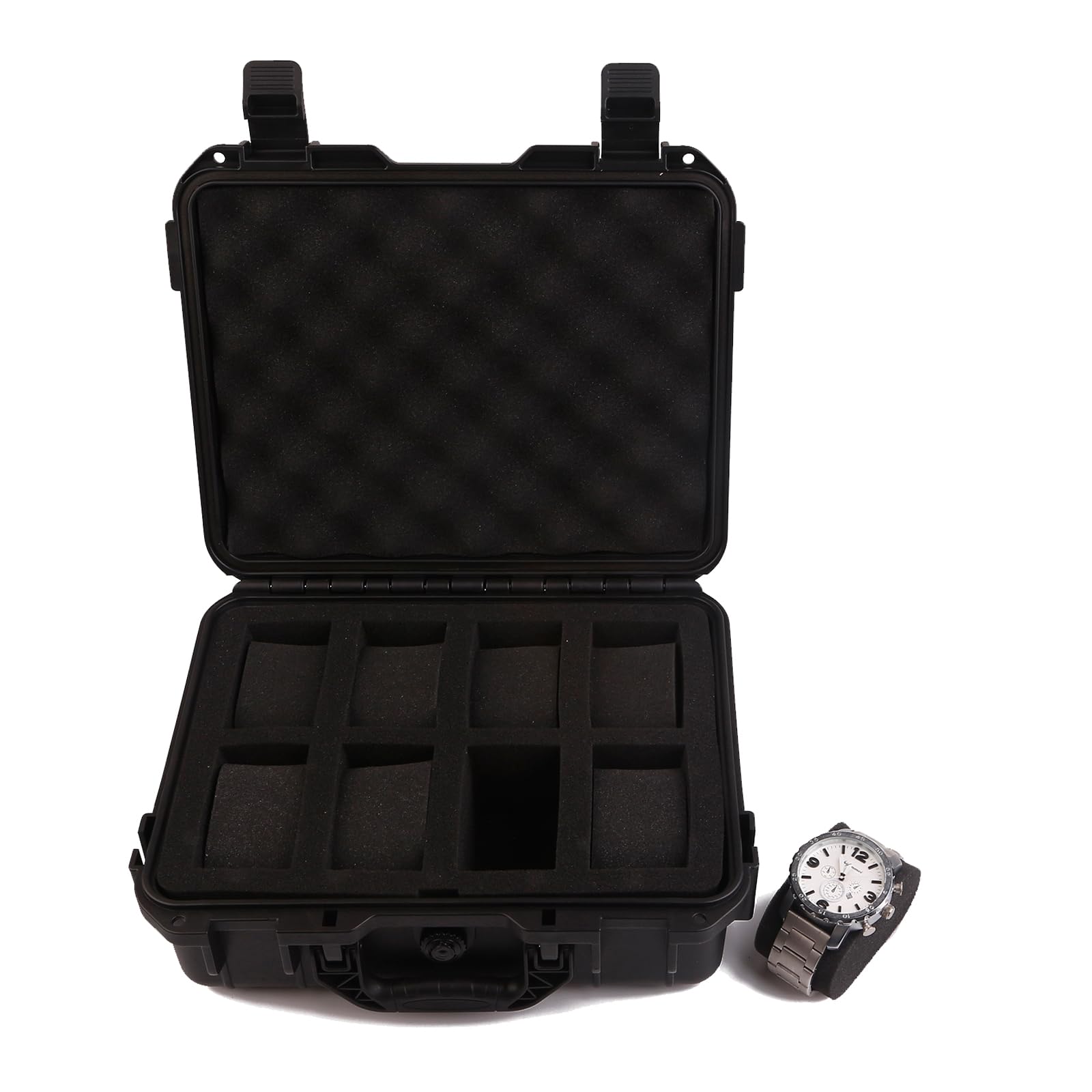 8 Slots Kunststoff Aufbewahrungskoffer Tragbare Reise Uhrengehäuse Handgefertigte Display Box Zubehör Organizer Boxen für Männer Frauen Stoßfeste Uhrenbox