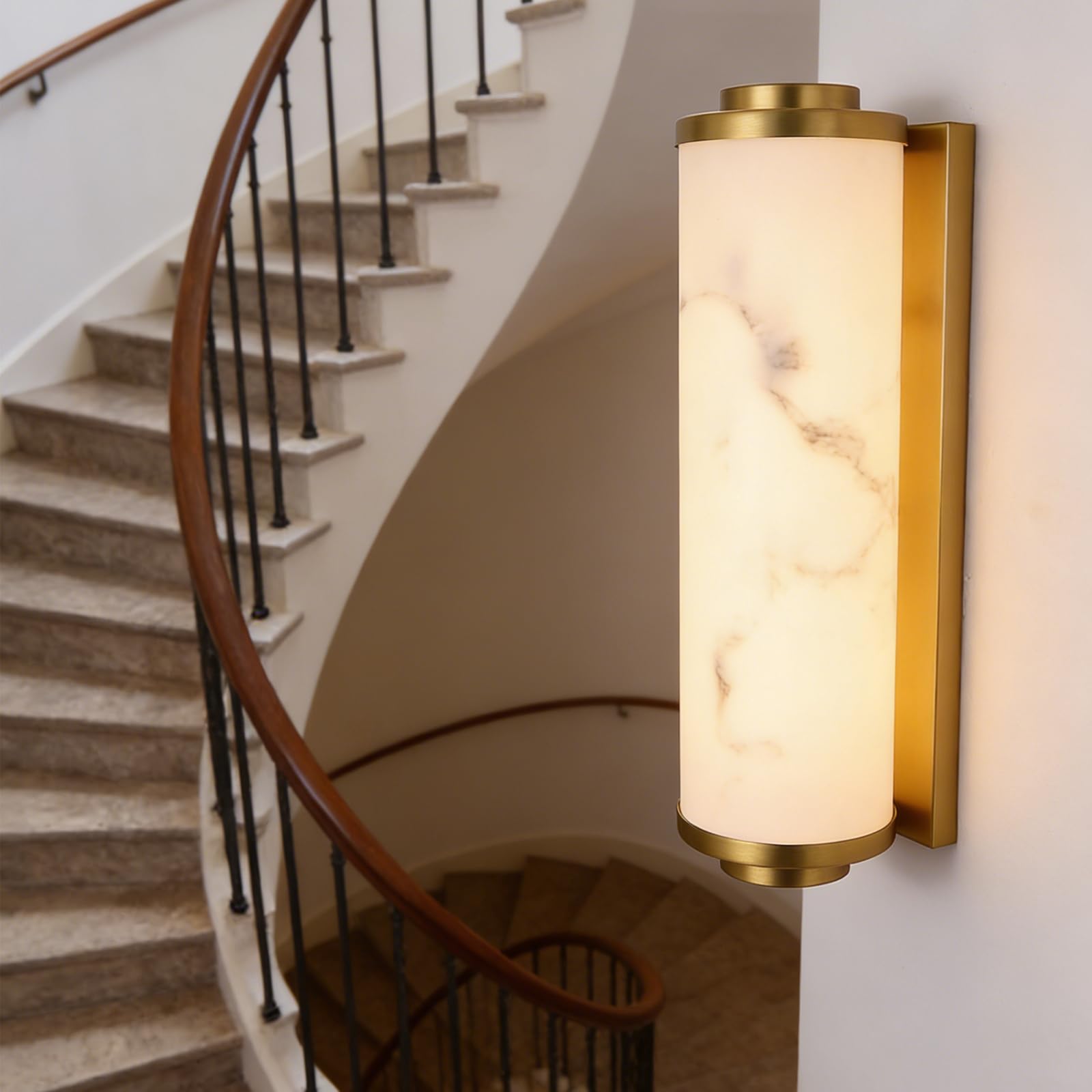 Photo 1 of **FACTORY SEALED**  14" Gold Alabaster Wall Sconce, 3000k Warm Indoor/Outdoor Light Led wall Light, Art Deco Wall Lamp for Living Room, Bedroom, Bathroom, Hallway, and Stairs