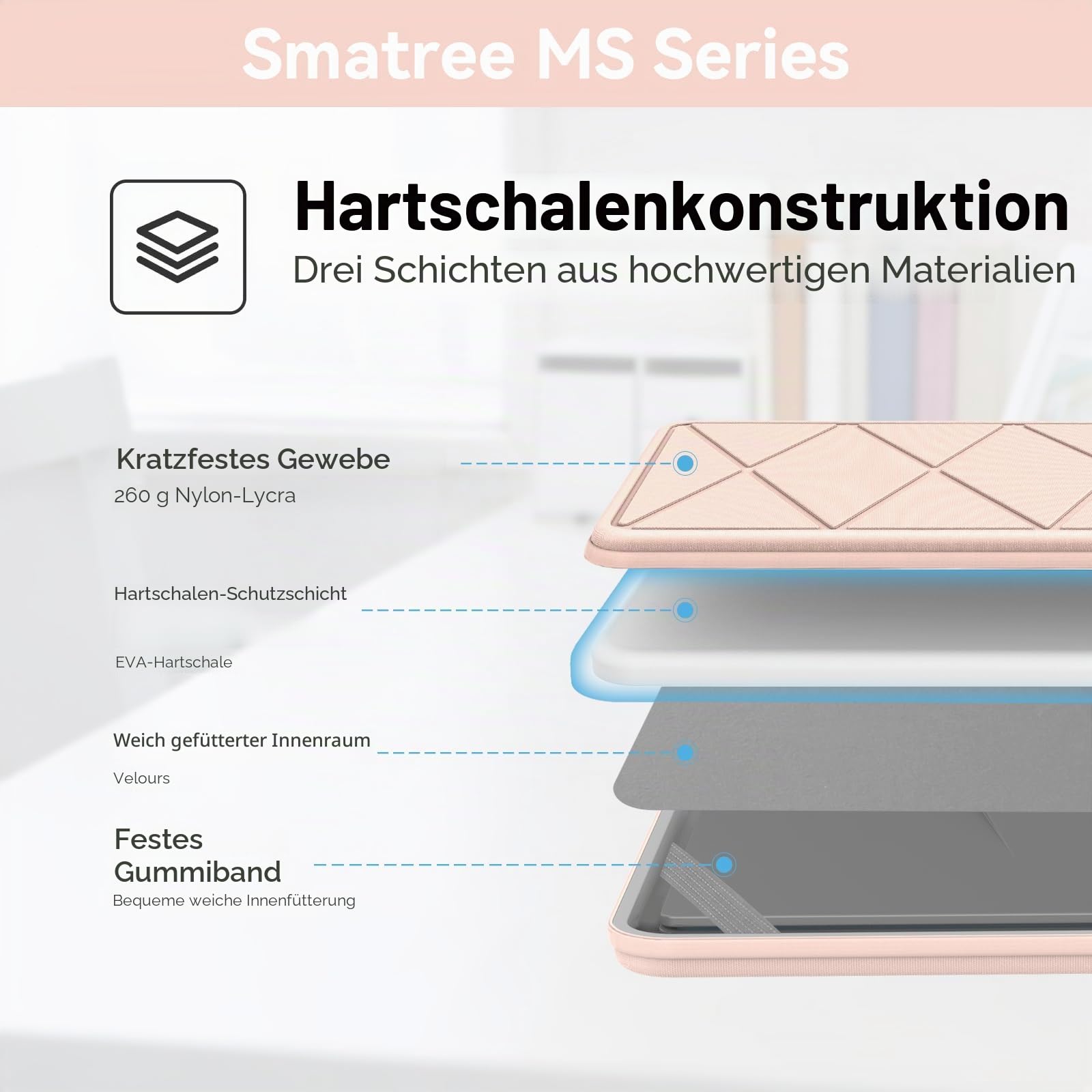 Smatree MS89T Laptop Hartschalenhülle aus EVA mit Laptopständer für 16 Zoll Samsung Galaxy Book5/4/3 Pro, für Samsung GalaxyBook4/5/3 Pro 360, für Galaxy Book4 Edge/Book4 Ultra/Book3 Ultra Sleeve,Rosa