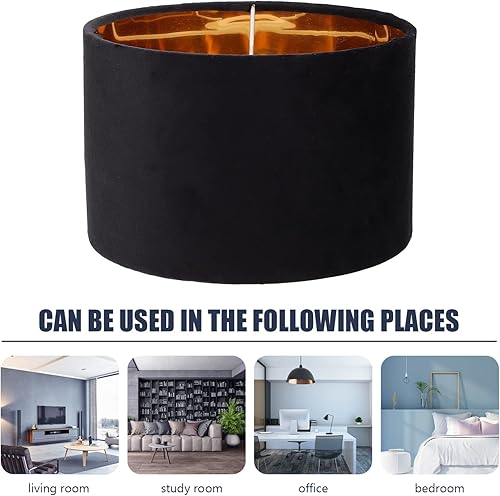 Miniatura 7 de OSALADI Reemplazo de pantalla de tambor mediano 1 paquete de pantalla de terciopelo para lámpara de pie de mesa repuesto de pantalla con clip con