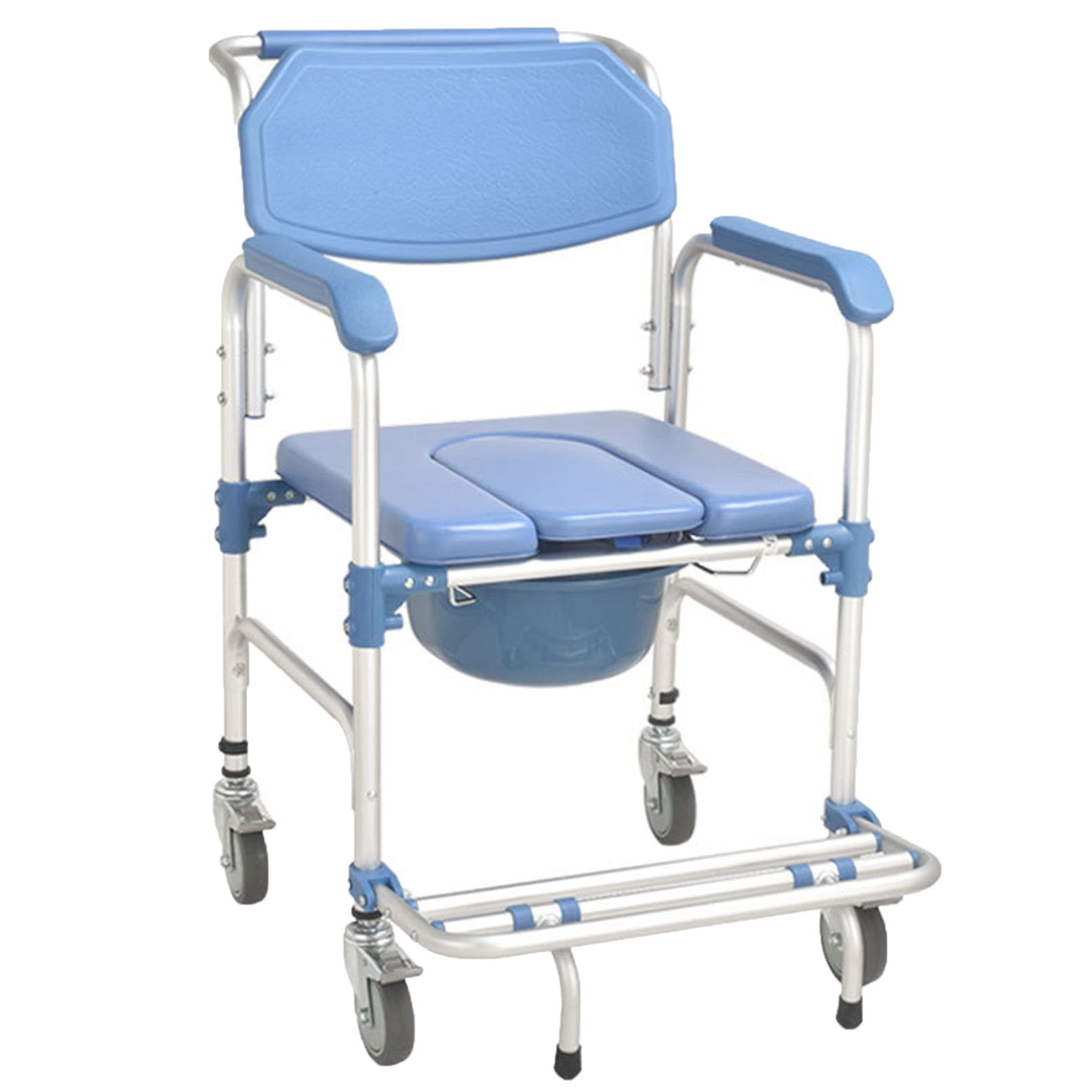 Shower Chair with Wheels Bidet with Opening Lid Wheelchair with Toilet Easy Carry Brake System Commode with Toilet Elderly Disabled